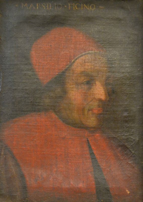 Scuola Italiana, sec. XVIII   RITRATTO DI MARSILIO FICINO,   olio su tela, cm 55x40 difetti