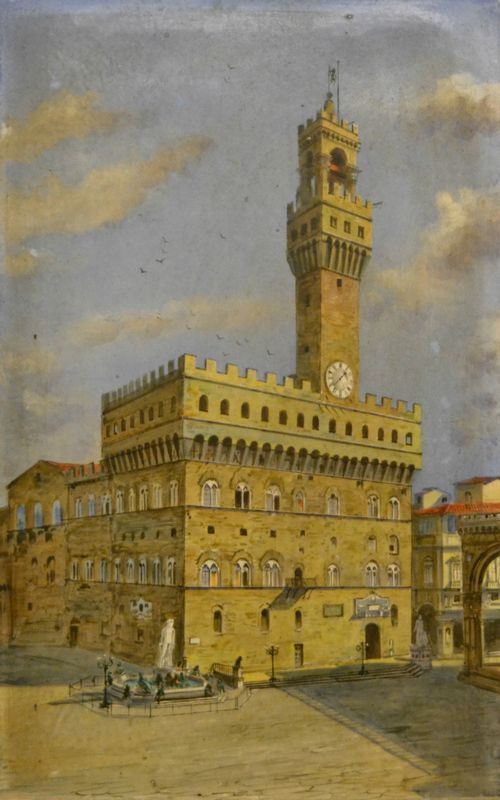 Formella in ceramica LAVENO, raffigurante PALAZZO VECCHIO, cm 19,5x31,5