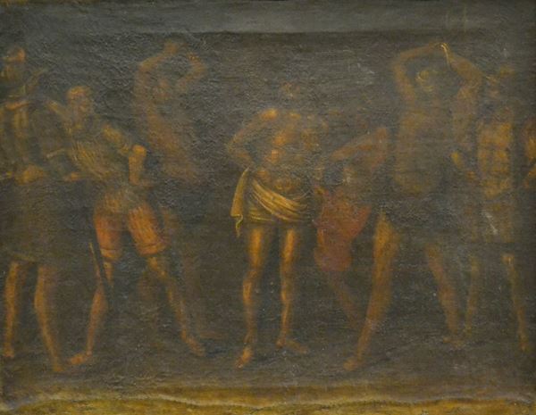 Scuola Italiana, sec. XVIII  SCENA SACRA olio su tela, cm 50x40
