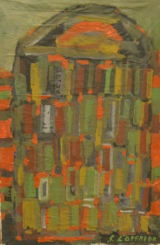 Silvio Loffredo ( Parigi 1920-Trebbiano 2013 )  BATTISTERO  olio su tela, cm 60x90
