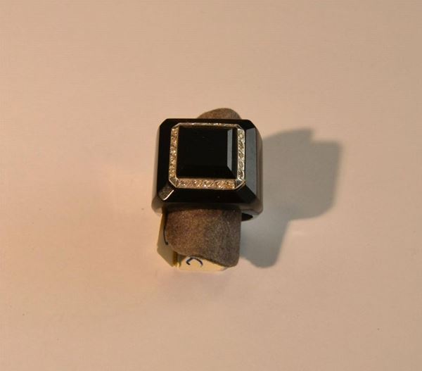  Anello in oro bianco con onice e brillanti g 15