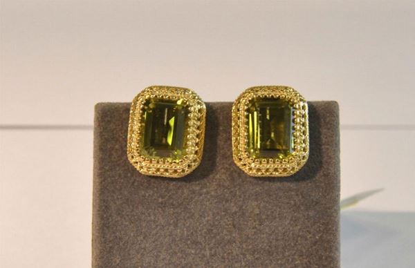  Paio di orecchini in oro giallo e quarzo Lemon g 12,4