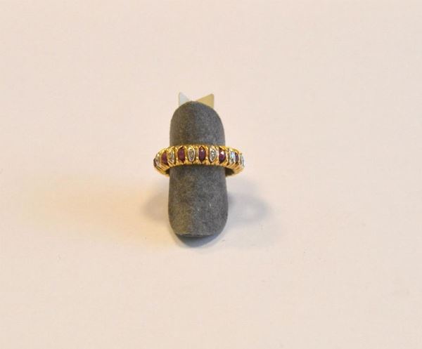 Anello in oro giallo e bianco con rubino e brillanti g 6 Inv. 6
