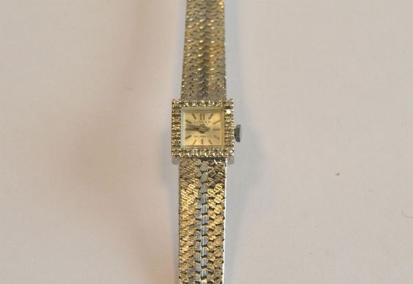   Orologio da polso  per signora Linear con cassa e bracciale in oro bianco e brillanti g 30