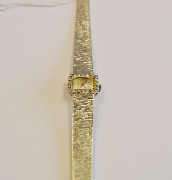 Orologio da polso per signora  Linear  con cassa e bracciale in oro bianco e brillanti g 3