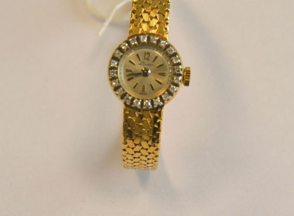 Orologio da polso per signora Linear , cassa e bracciale in oro giallo e brillanti g 2