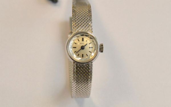 Orologio da polso per signora Zenith con cassa e bracciale in oro bianco g 28,