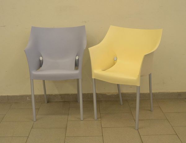  Due poltroncine Armchair DR NO, manifattura Kartell, in polipropilene e alluminio, alt. cm 78 ( 2 ) 