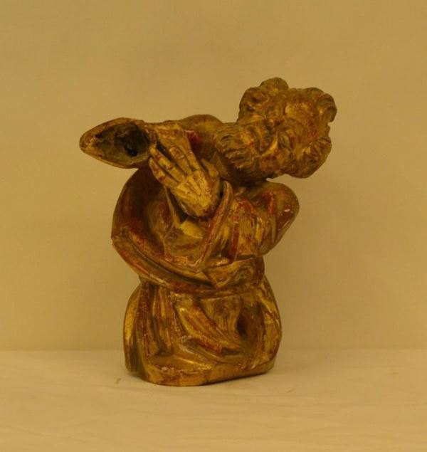 Scultura, Toscana, sec. XVIII, FIGURA, in legno dorato, alt. cm 23, difetti e mancanze 