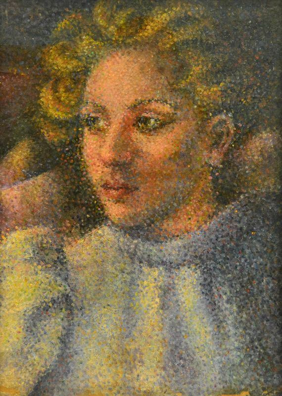  Scuola Italiana, sec. XX, RITRATTO DI DONNA, olio su tela, cm 42x30                                                         