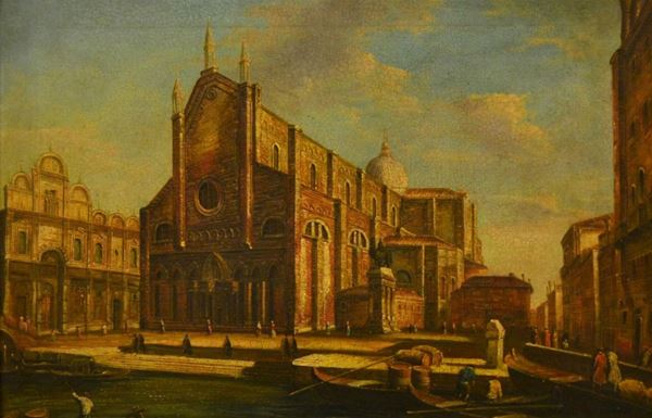  Scuola Italiana, sec. XX, VENEZIA, olio su tela, cm 60x29 