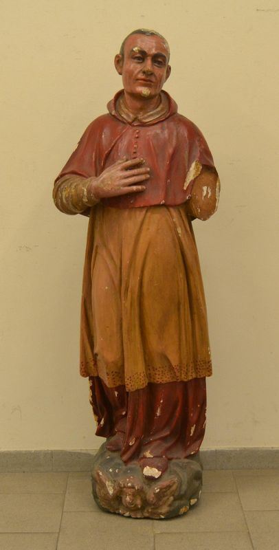 Scultura, Italia settentrionale, sec. XVIII, SAN CARLO BORROMEO, in legno policromo, alt. cm 156, mancanze 