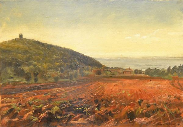  Romano Stefanelli ( Firenze 1931 ) PAESAGGIO, olio su tela, cm 40x57 