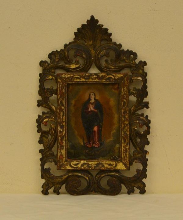  Scuola Italiana, sec. XVIII, MADONNA, olio su rame, cm 18,5x12 
