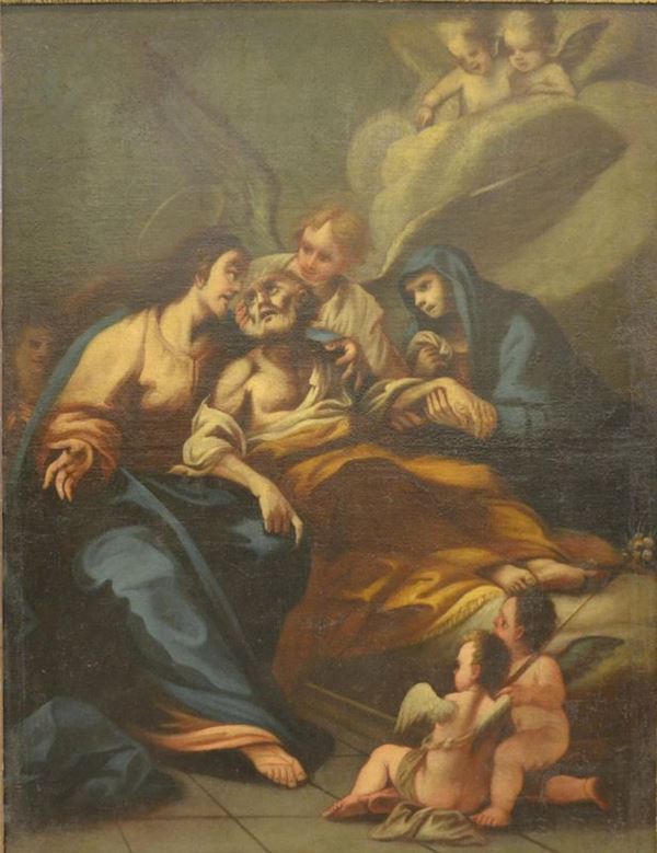  Scuola Italiana, sec. XVIII, SAN GIUSEPPE, olio su tela, cm 109x85, rintelato 