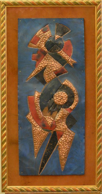  Umberto Mastroianni ( 1910-1998 ) GUERRIERO, tecnica mista su piombo, cm 95,5x40, firmato e datato 1970                                                