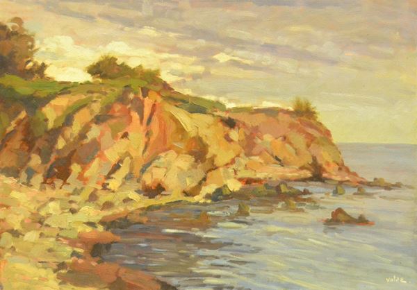  Angiolo Volpe ( Livorno 1943 ) SCOGLIERA, olio su tela, cm 50x70                            