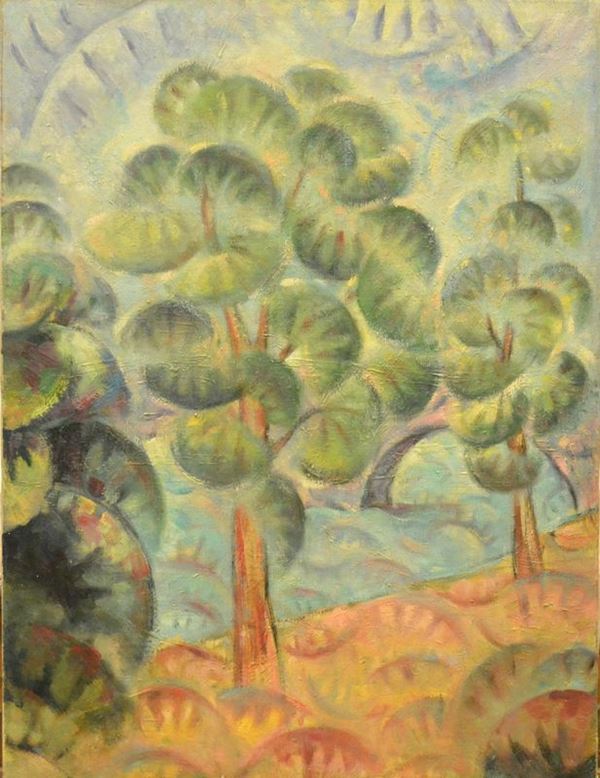  Scuola Russa, sec. XX, ALBERO, olio su tela, cm 61x46                                                