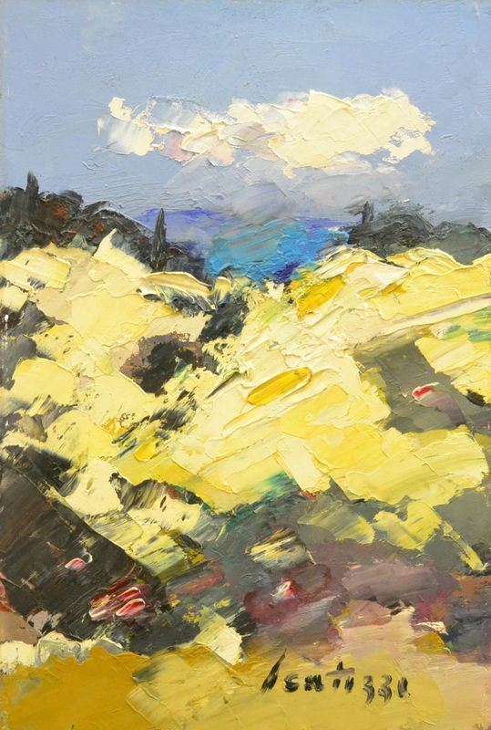  Sergio Scatizzi ( 1918-2009 ) PAESAGGIO, olio su tavoletta, cm 26,5x36,5 