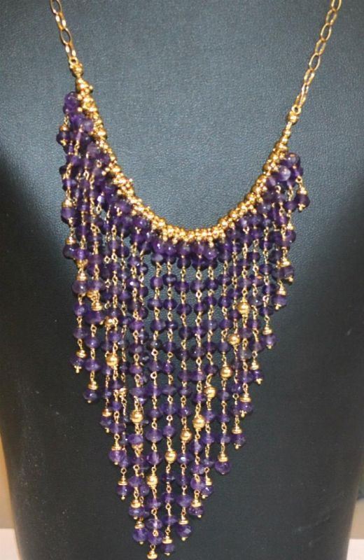 Collana in oro giallo, con finali a pendenti in oro e ametiste marcato   Moonlight,