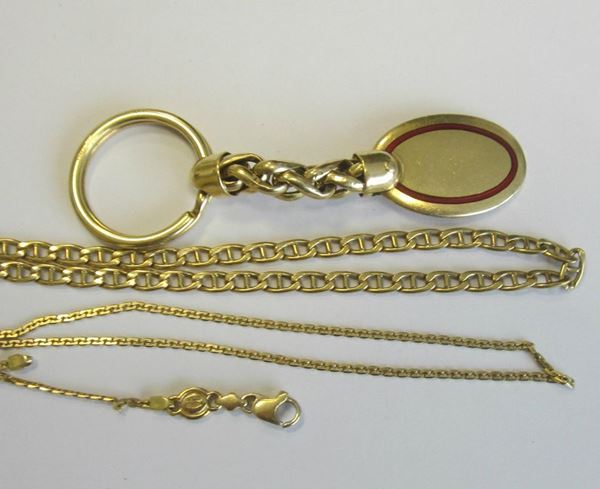 Collana in oro giallo, a maglie marina , e Collana in oro giallo,a maglia fine e