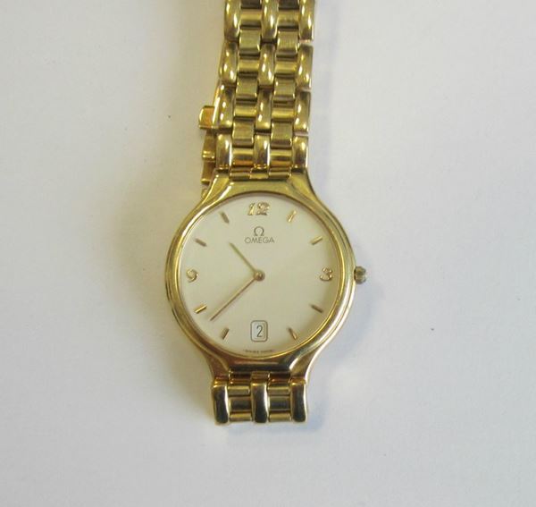 Orologio da polso, per signora ,Omega, con cassa e bracciale in oro giallo, g 87                                                 