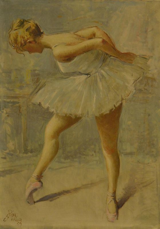 Sergio Cirno Bissi ( 1902-1987 ) BALLERINA, olio su tela, cm 70x50