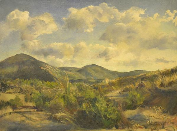 Romano Stefanelli ( Firenze 1931 ) PAESAGGIO, olio su tela, cm 60x80
