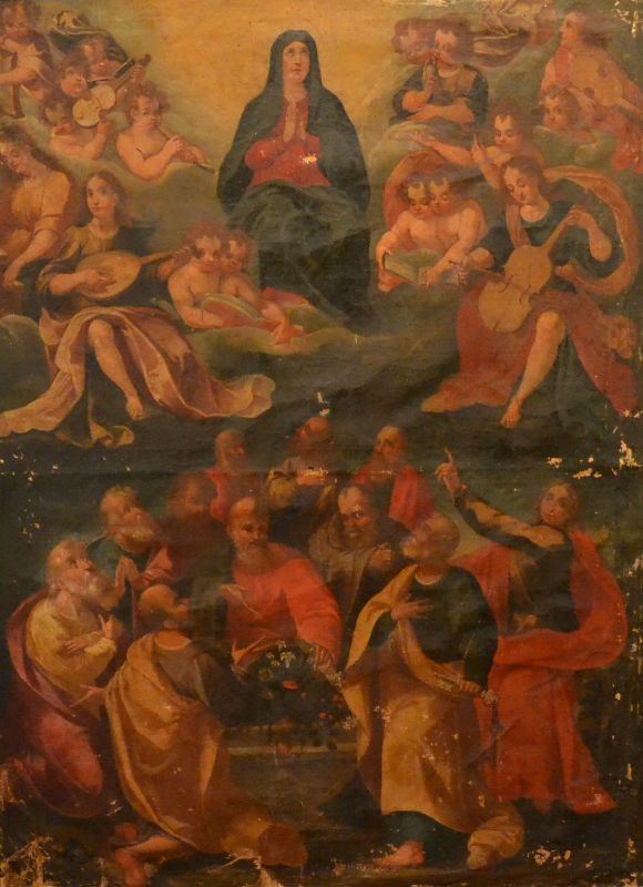 Scuola Toscana, sec. XVIII, ASSUNZIONE, olio su tela, cm 133x100, difetti                                                