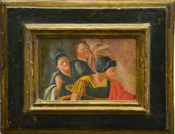 Scuola Italiana, sec. XVIII, PERSONAGGI, olio su tela, cm 12,5x19,