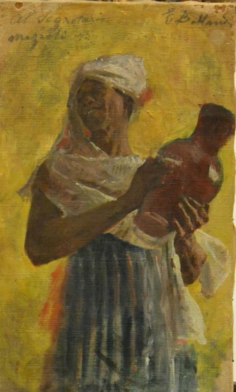 Scuola Italiana, sec. XIX, SCENA ARABA, olio su tela, cm 25x15, firmato e