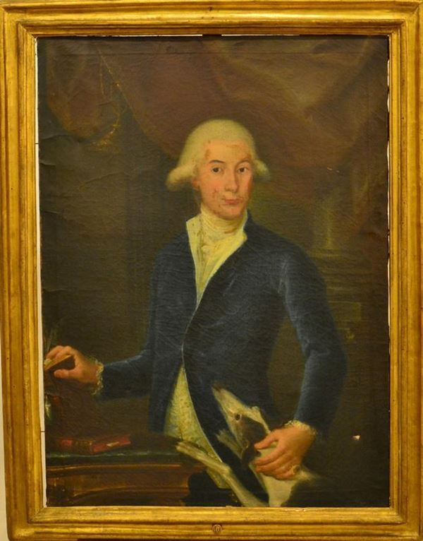 Scuola Italiana, sec. XVIII, RITRATTO DI GENTILUOMO, olio su tela, cm 100x73, da restaurare