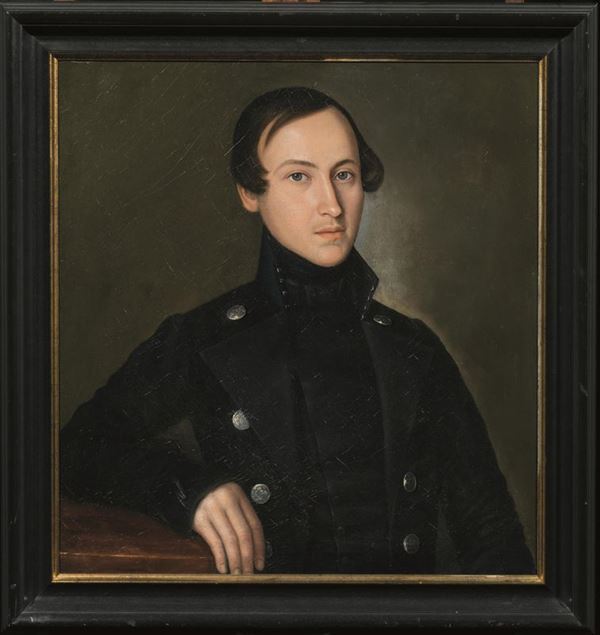 Scuola russa, inizi sec. XIX, RITRATTO DI GENTILUOMO, olio su tela, cm 66x62                                                     