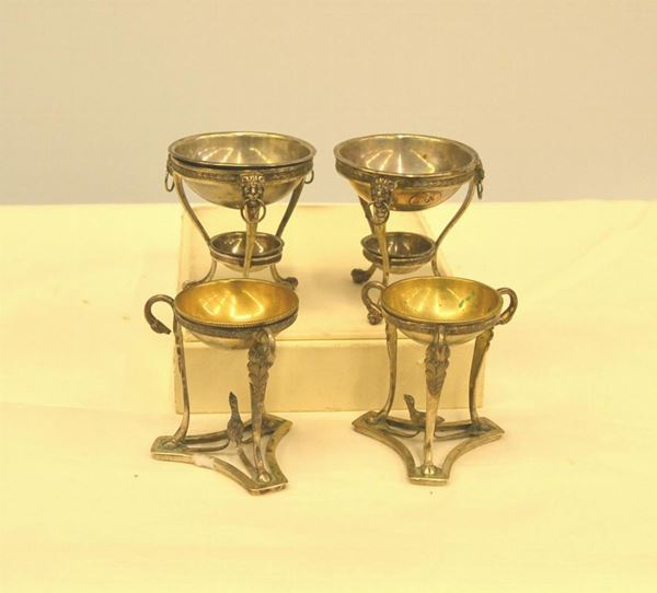  Coppia di saliere in argento inizi sec. XIX                                