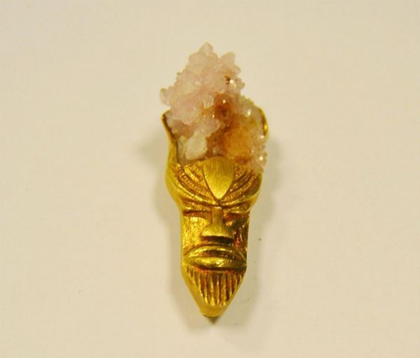 Spilla in oro giallo e quarzo   - Asta Antiquariato, Collezionismo & Gioielli - Poggio Bracciolini Casa d'Aste