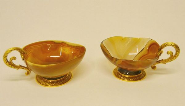  Due tazze in agata striata    - Asta Antiquariato, Collezionismo & Gioielli - Poggio Bracciolini Casa d'Aste