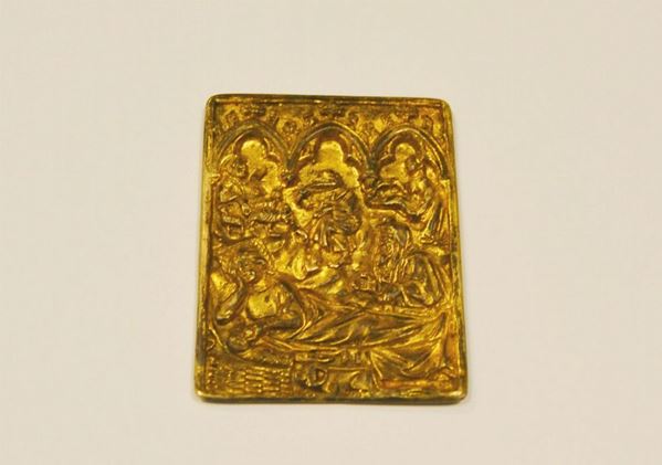  Formella in ottone &nbsp;sec. XX in stile gotico   - Asta Antiquariato, Collezionismo & Gioielli - Poggio Bracciolini Casa d'Aste