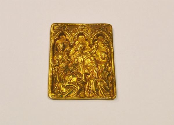  Formella in ottone &nbsp;sec. XX in stile gotico   - Asta Antiquariato, Collezionismo & Gioielli - Poggio Bracciolini Casa d'Aste