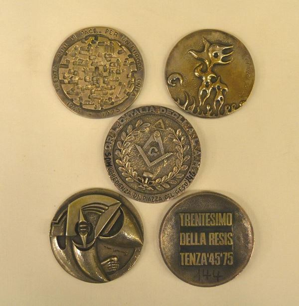  Cinque medaglie commemorative    - Asta Antiquariato, Collezionismo & Gioielli - Poggio Bracciolini Casa d'Aste