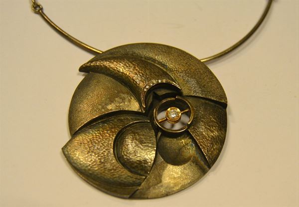  Collana scultura, in argento 925 e diamanti 