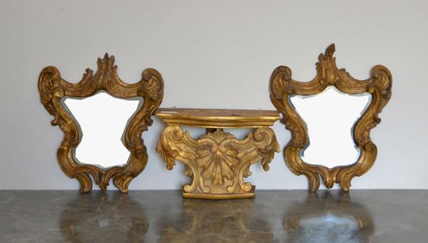  Coppia di ventoline, sec. XVIII,  in legno 