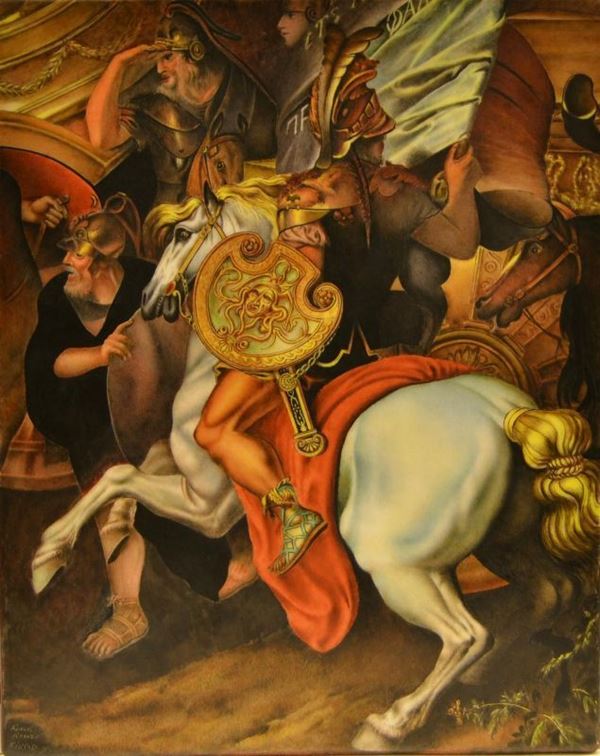  Mattonella, sec. XX, in ceramica,  raffigurante
