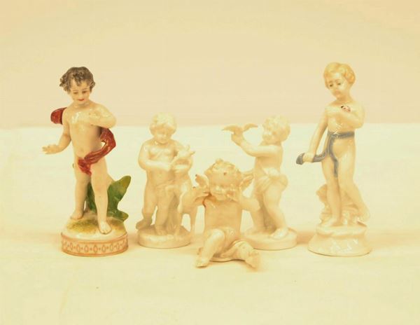  Cinque sculturine, inizi sec. XX,  in ceramica
