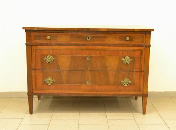  Cassettone, Luigi XVI,  in radica di noce filettato,  - Asta Antiquariato, Collezionismo & Gioielli - Poggio Bracciolini Casa d'Aste