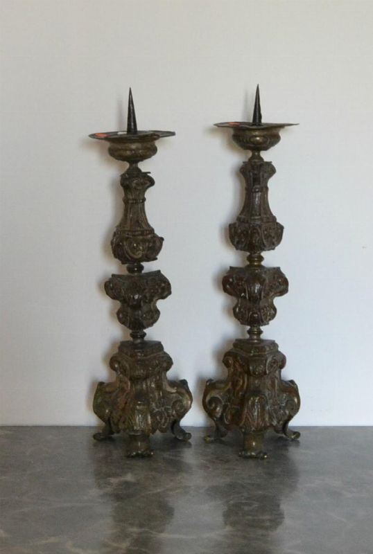  Coppia di candelieri, Toscana, sec. XVIII,   - Asta Antiquariato, Collezionismo & Gioielli - Poggio Bracciolini Casa d'Aste
