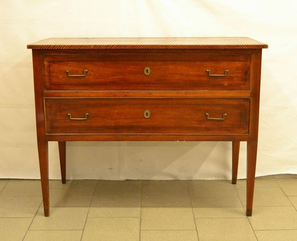  Cassettone, Luigi XVI,  in mogano e noce filettato,  - Asta Antiquariato, Collezionismo & Gioielli - Poggio Bracciolini Casa d'Aste