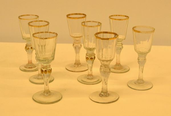  Otto bicchieri a calice , fine sec. XIX  