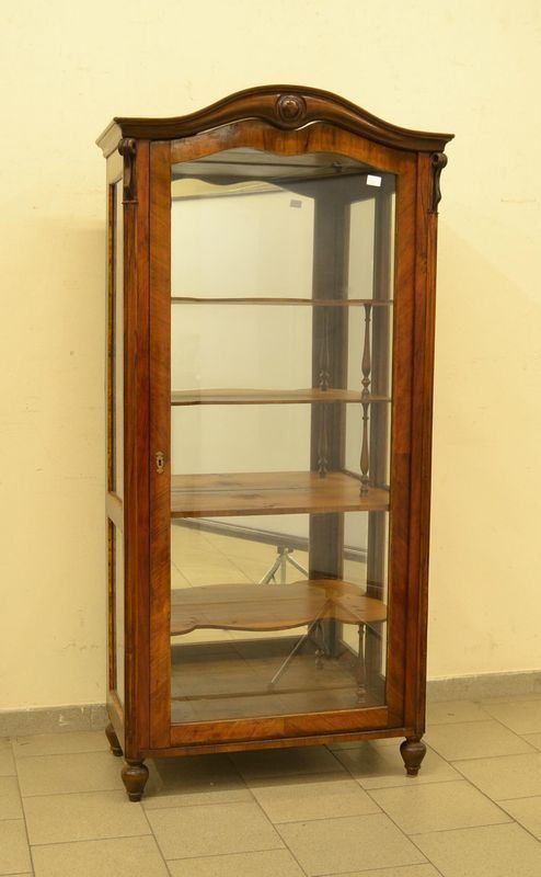  Vetrina, Biedermeier, inizi sec. XX,  in noce ad uno sportello,