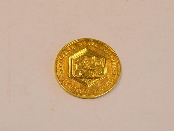  Medaglia in oro giallo, punzone 750 