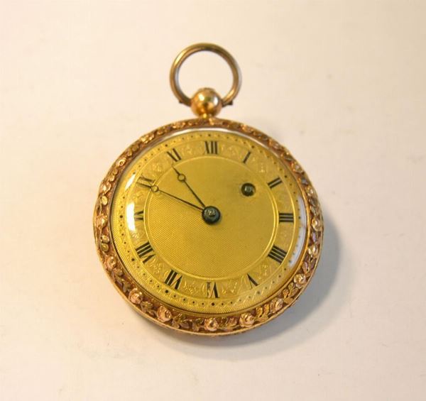 Orologio da tasca,Svizzera  sec. XIX, in oro giallo 